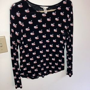 H&M pink swan long sleeve t-shirt
